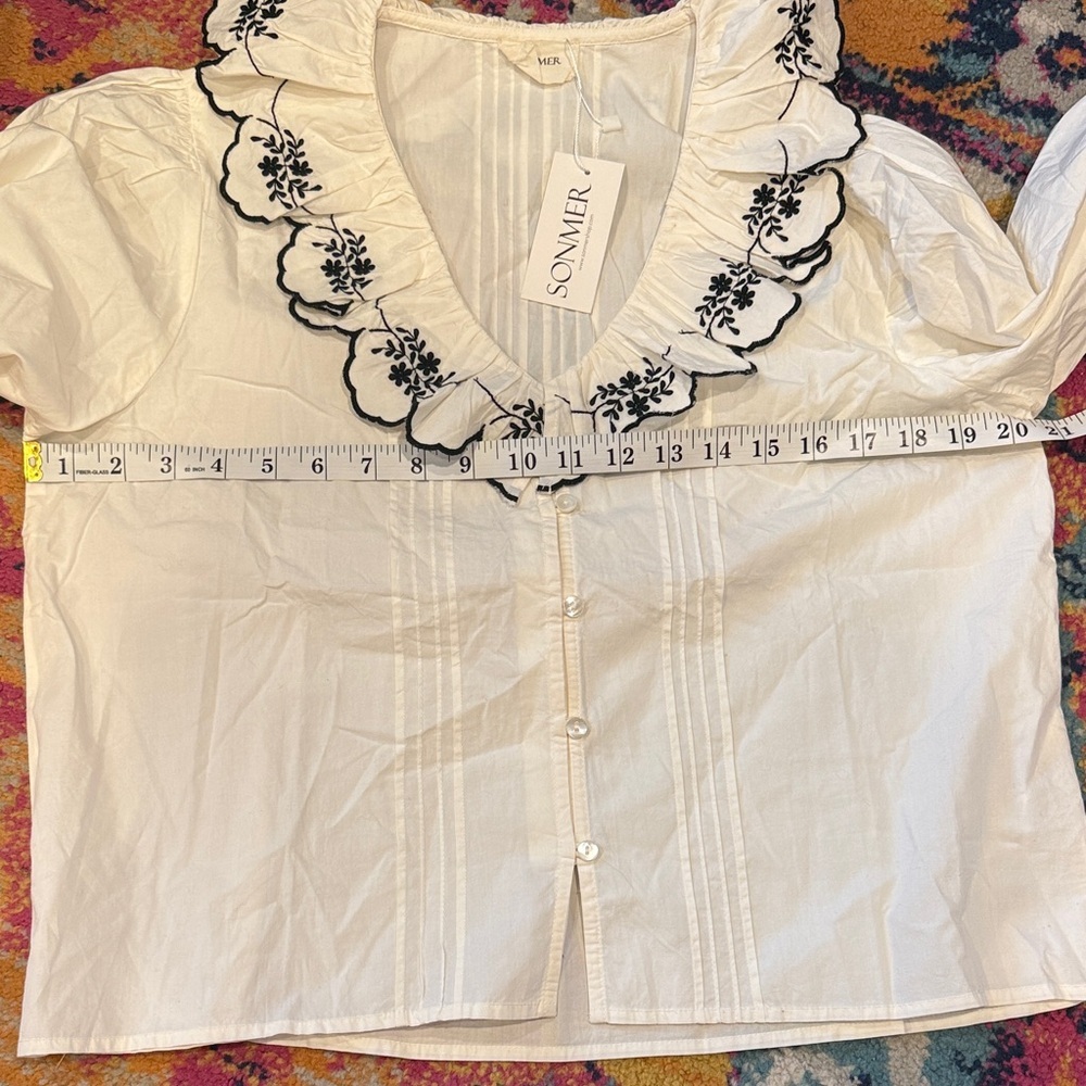 NWT Sonmer Margarita Blouse in Ecru - Size Large | Quiet Luxury Brand - Picture 5 of 6